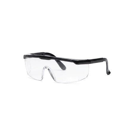 Spectacle Euro Clear Safety Glasses with clear lenses and black frames, designed for eye protection, shown from a front