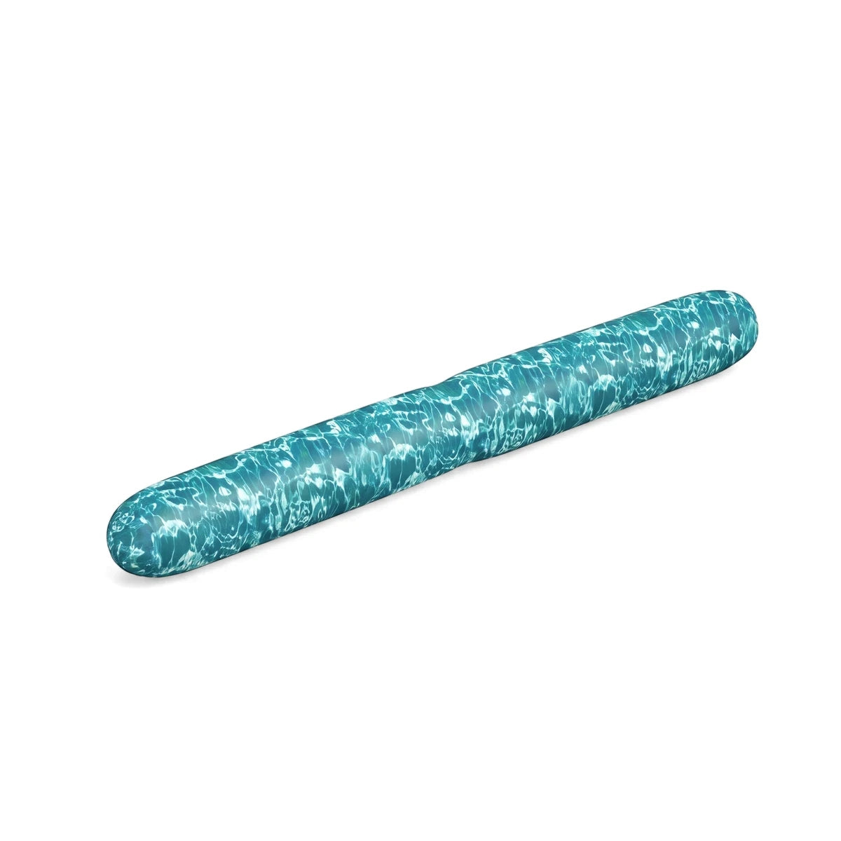 Splashin' Style Fabric Pool Noodle with blue-green water ripple texture, shown diagonally from a slightly elevated view.