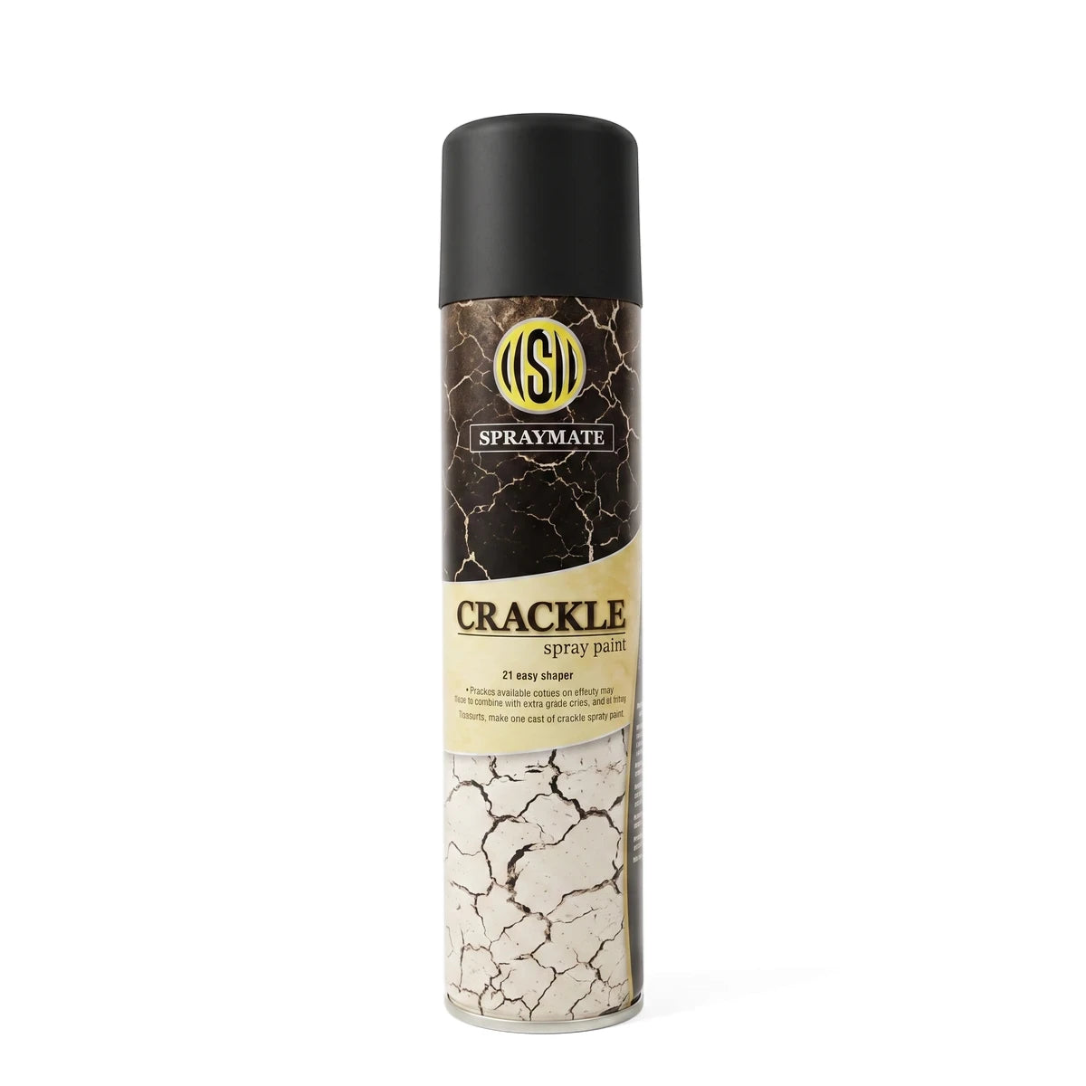 Black Spraymate Crackle Effect Spray Paint in a cylindrical aerosol can, featuring a distinctive crackle pattern label.