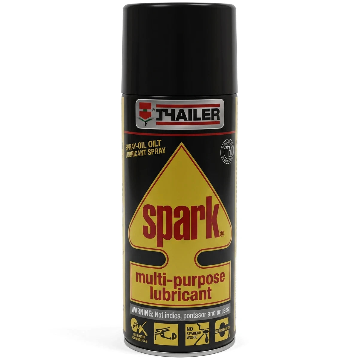 Spraymate Oil Mate Lubricant Spray in a black and yellow 500ml aerosol can, standing upright in a studio setting.