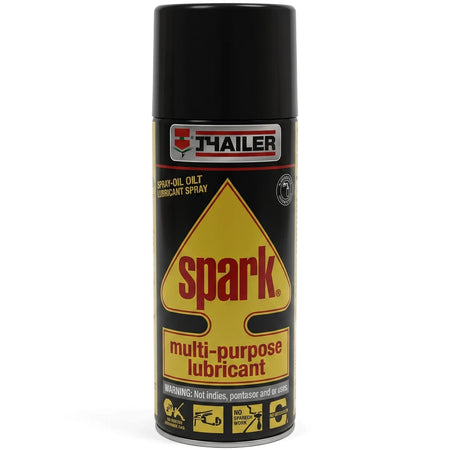Spraymate Oil Mate Lubricant Spray in a black and yellow 500ml aerosol can, standing upright in a studio setting.