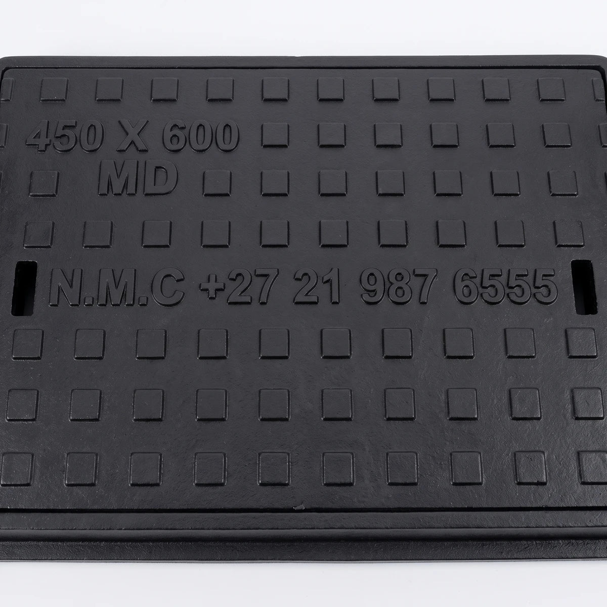 Squares & Rectangles access cover 450 x 600 solid medium duty manhole cover in black with raised square tread, top view