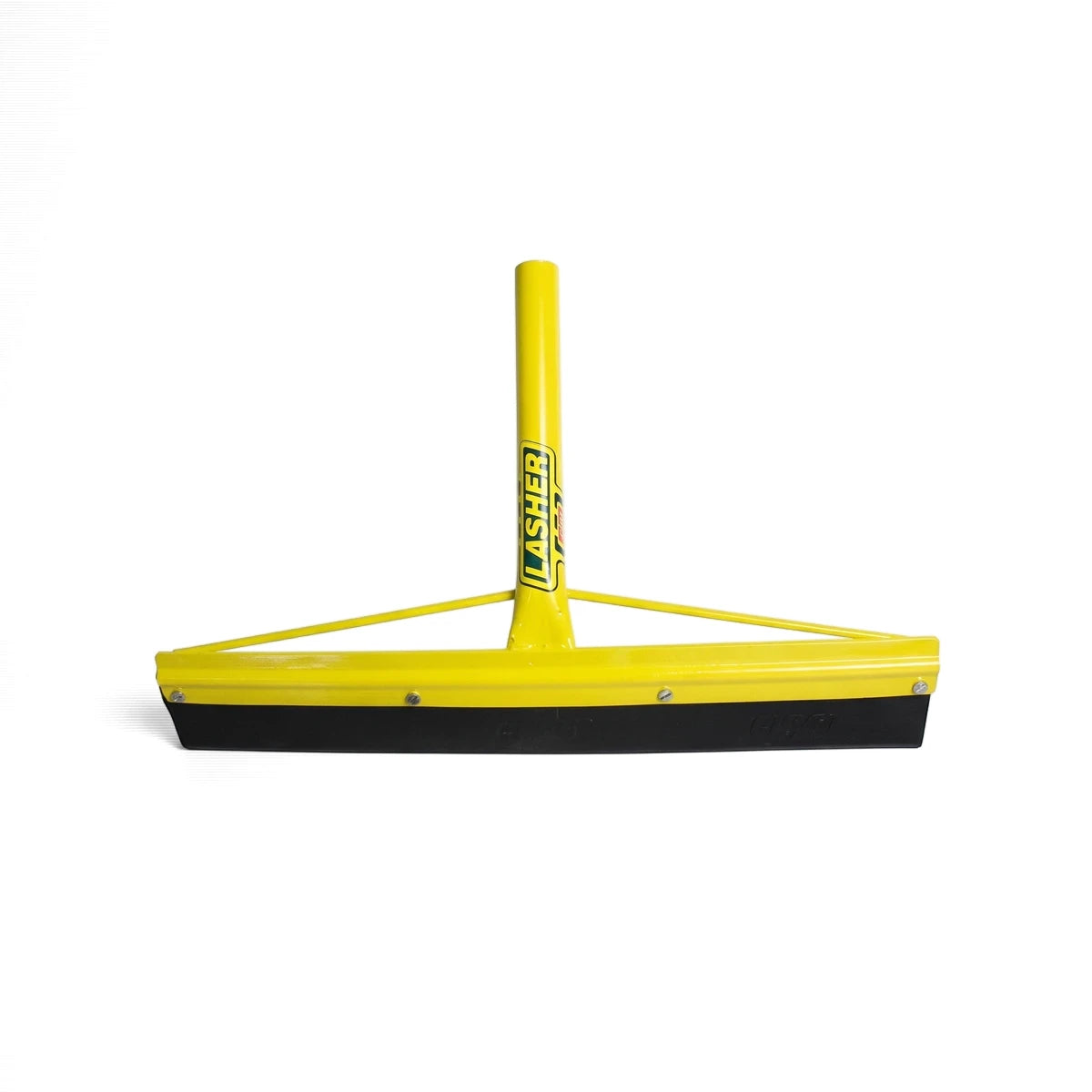 Yellow Lasher Steel Squeegee, 450mm complete, featuring a sturdy yellow metal frame and a black rubber blade, presented from