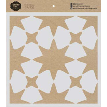 Star Struck Paint Stencils featuring a white geometric pattern on a brown kraft paper backing, ideal for crafts.