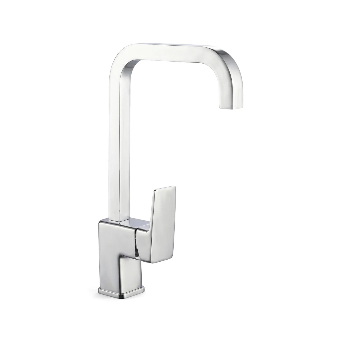 Chrome Studio Deck-Type Sink Mixer faucet with a modern square profile, tall U-shaped spout, and sleek lever handle.