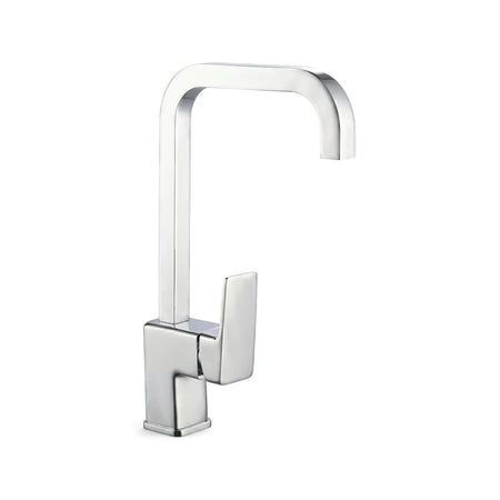 Chrome Studio Deck-Type Sink Mixer faucet with a modern square profile, tall U-shaped spout, and sleek lever handle.