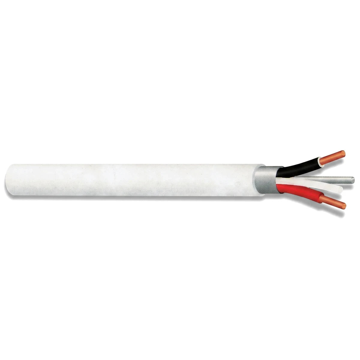 Surfix Round Norsk 6mm X2 + E electrical cable, white, showing a cut-away exposing red, black, and white insulated wires