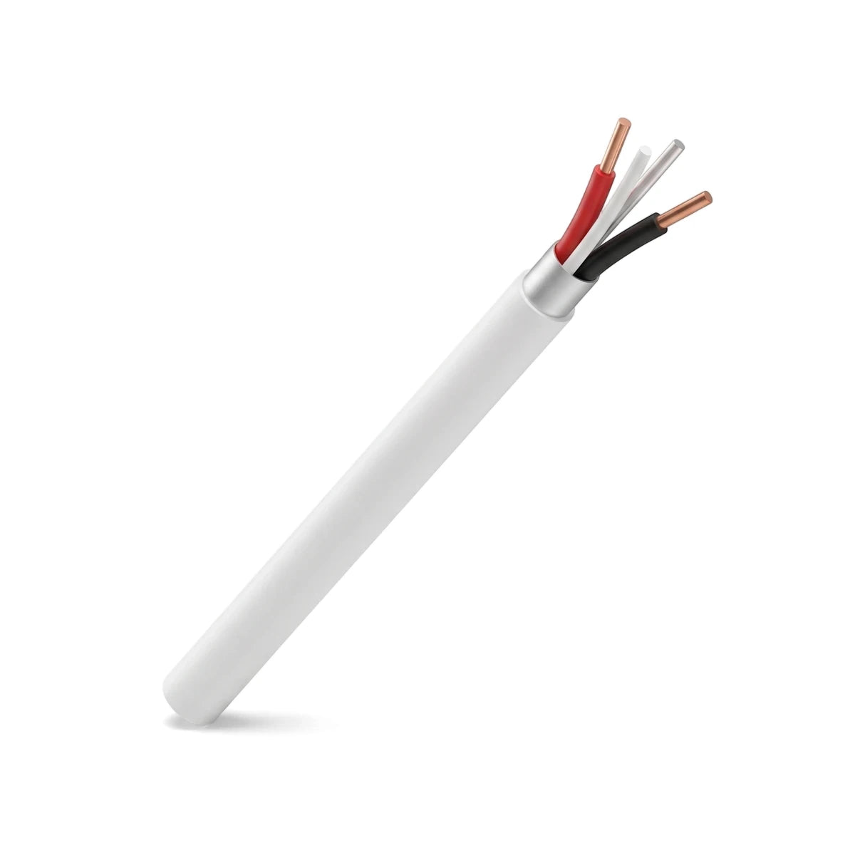 Surfix Round Norsk 2.5mmx3+E electrical wire with a white outer sheath, revealing red, white, and black inner conductors.