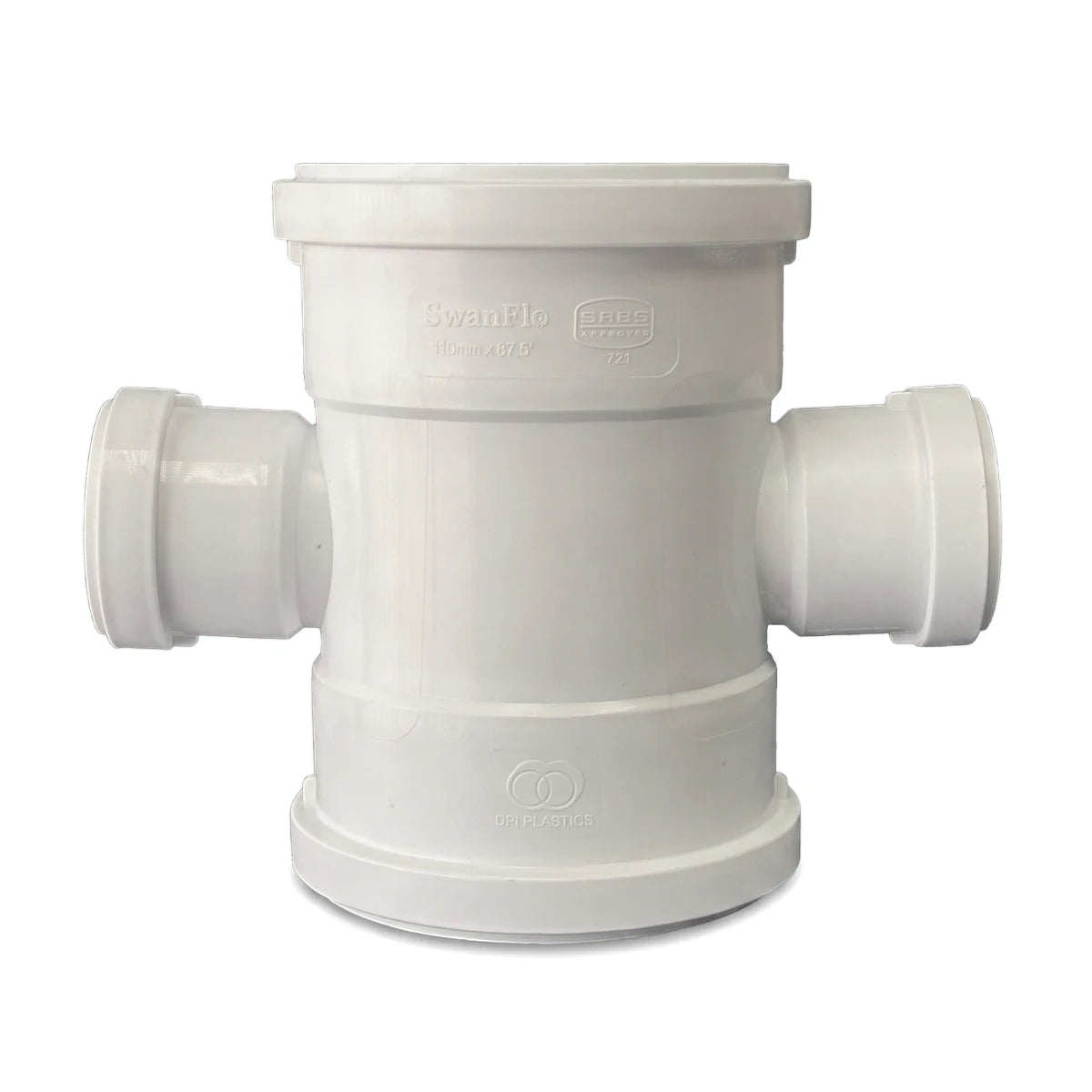 A white plastic SwanFlo Soil/Vent Double Reducing Junction, 110mm x 50mm, with an 87.5-degree angle for plumbing systems.