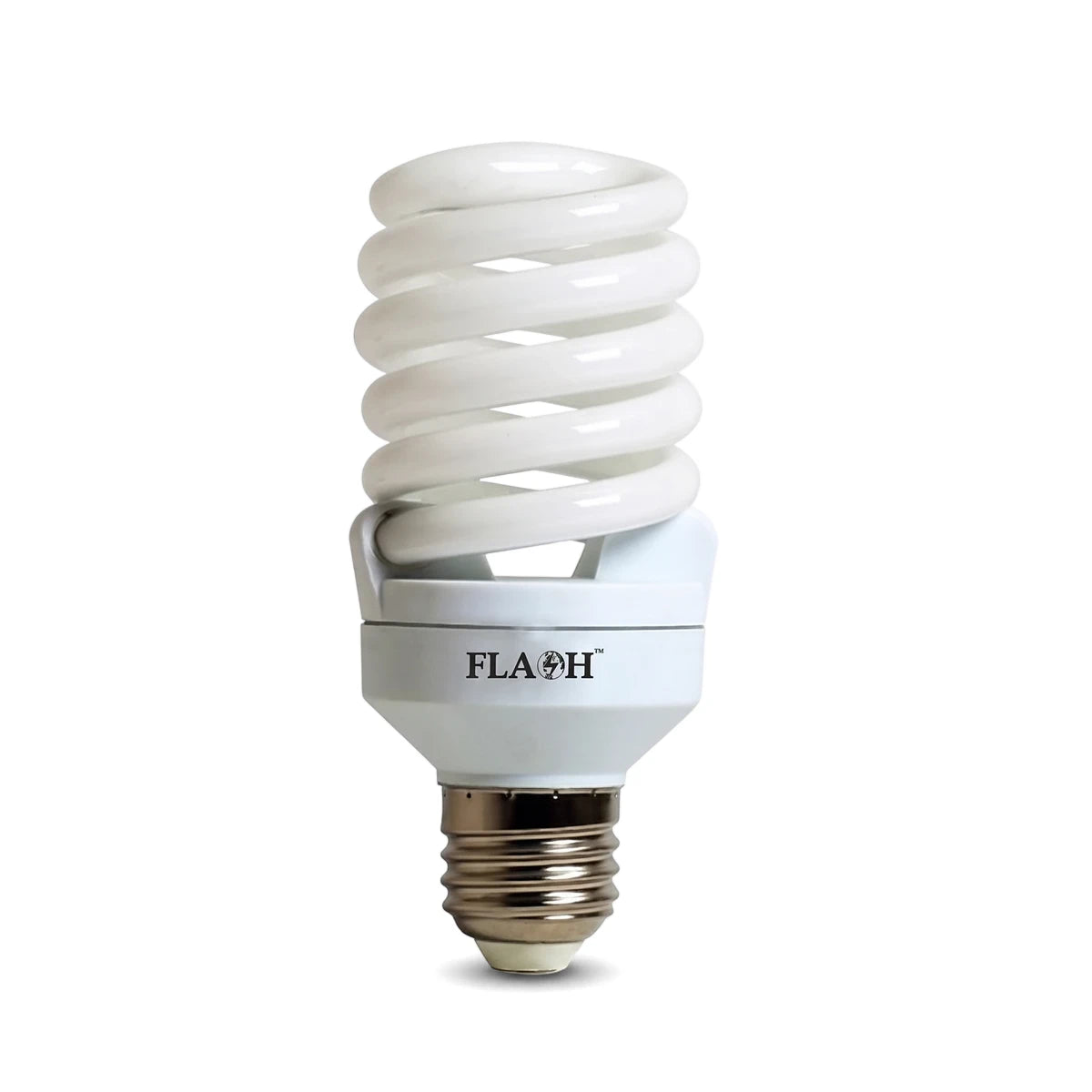 White T2 Full Spiral 25W E27 compact fluorescent light bulb with a visible screw base.