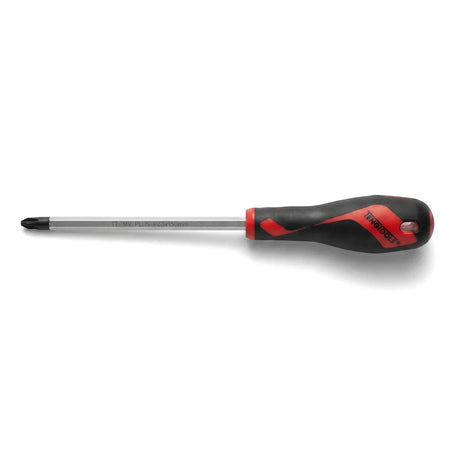 TengTools Pozidriv Screwdriver with a PZ3 tip and 150mm shaft, featuring a red and black ergonomic handle, shown