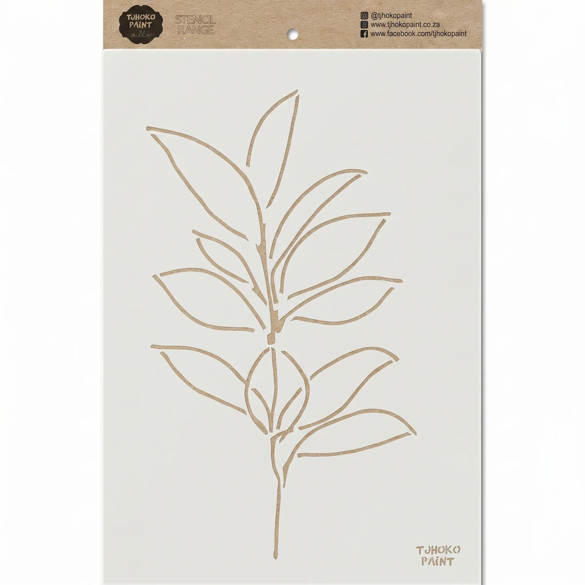 Tjhoko A4 Trans 03 Paint Stencil with an intricate botanical leaf design in light brown/beige, for crafting projects.