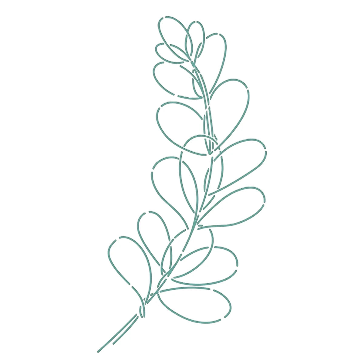 Tjhoko A4 Trans 06 Paint Stencil featuring a detailed botanical branch design with delicate teal outlines on a light