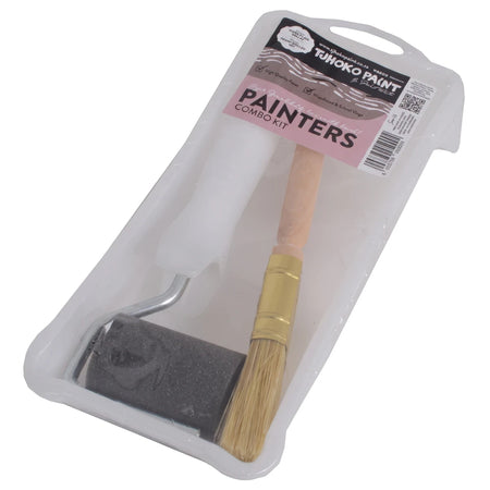 Tjhoko Craft Companion Combo Paint Tools kit with a paint roller, mini roller, and paintbrush, sealed in clear plastic