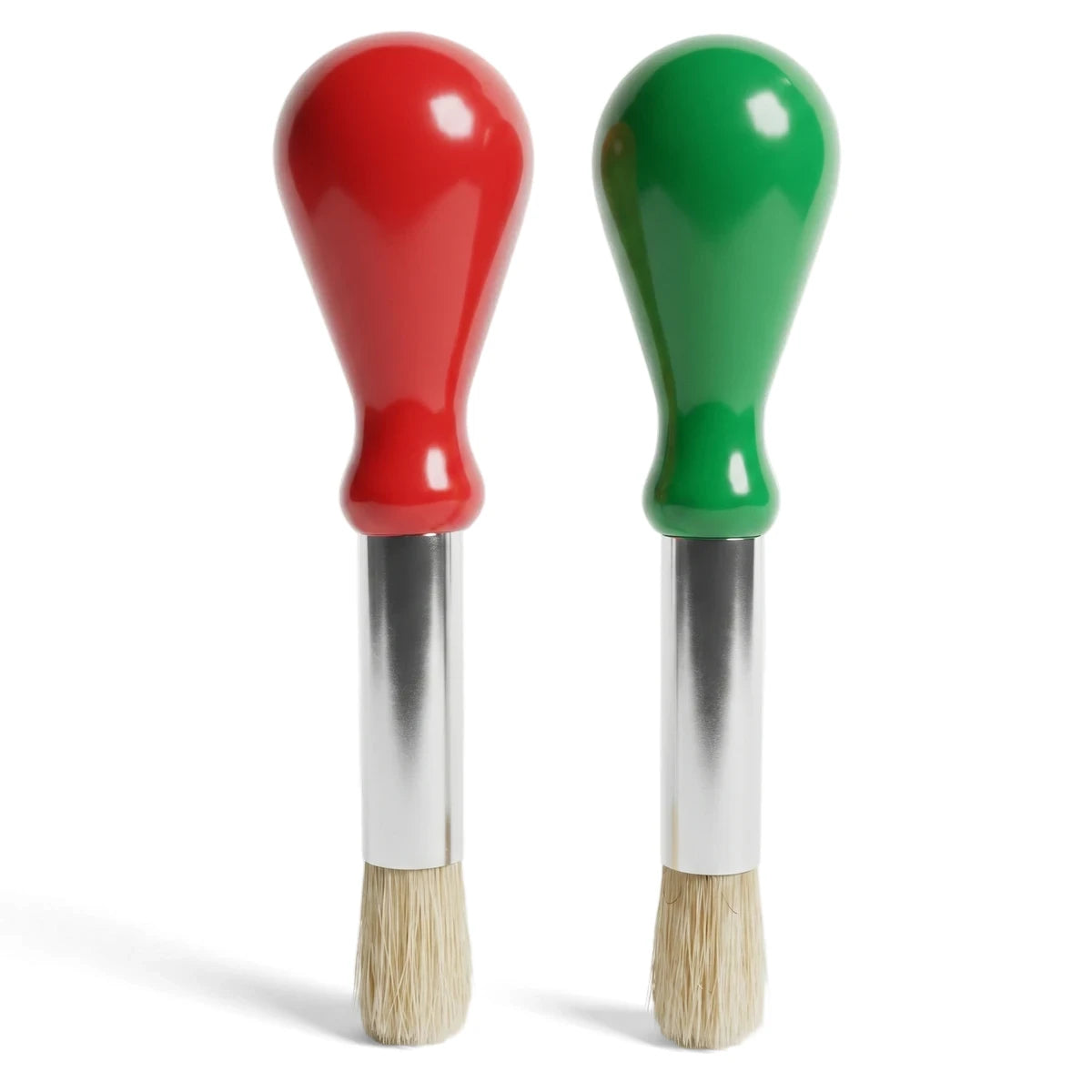 Tjhoko Jnr Paint Little Artist Brushes Set of 2, featuring red and green handled artist brushes with silver ferrules and