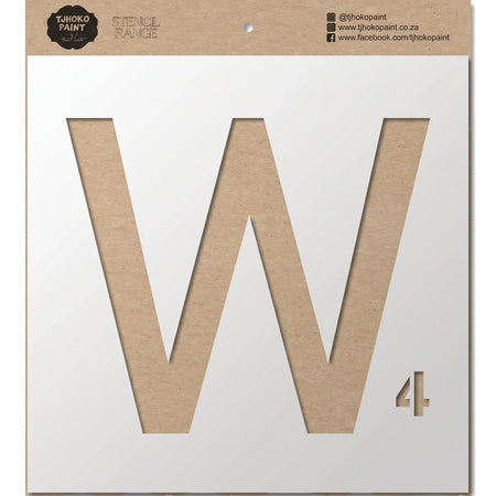 Tjhoko Paint Alphabet W stencil (22150-32) made from light brown kraft paper, featuring a large letter W for crafting.