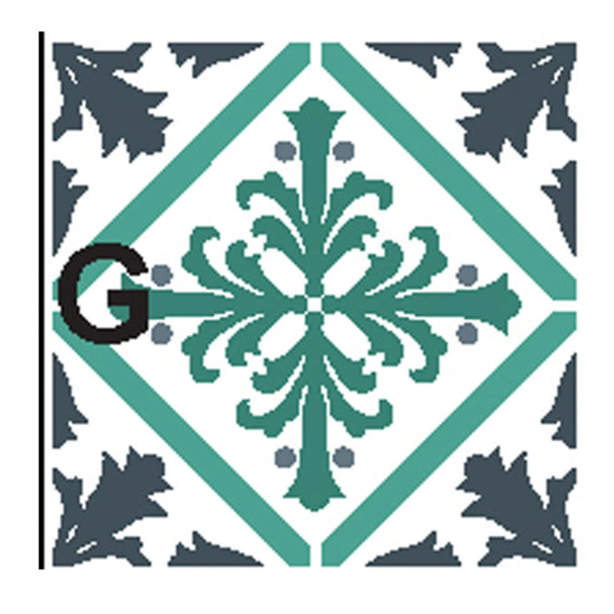 Tjhoko Stenc Mc016-15 G Paint Stencils featuring a teal and dark grey floral geometric pattern on a white base with a black