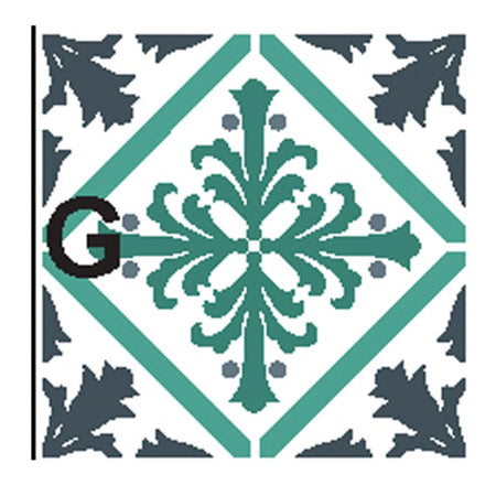 Tjhoko Stenc Mc016-15 G Paint Stencils featuring a teal and dark grey floral geometric pattern on a white base with a black