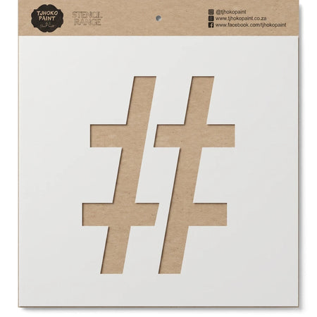 Brown cardboard Tjohoko Paint #Hashtag (22150-55) stencil, featuring a prominent '#' symbol cutout.