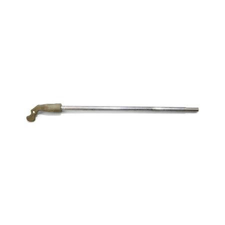 A 165mm toilet cistern float arm featuring a silver metal rod, a light brown curved piece, and a threaded end, displayed