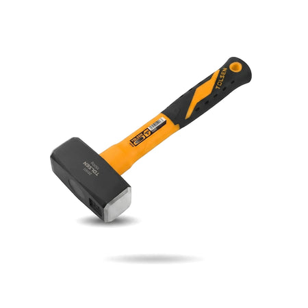 Tolsen 1.5kg stoning hammer with a black head and a durable yellow and black fiberglass handle, shown angled.