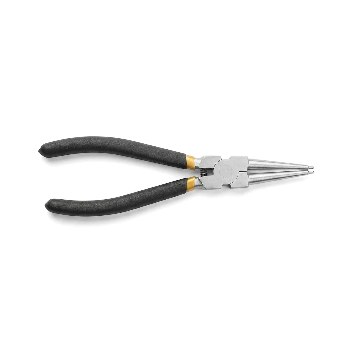 Tolsen 180mm straight internal circlip pliers with black and gold handles on a white background, useful for automotive and