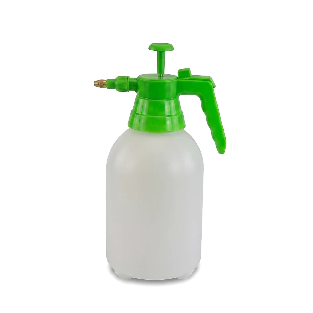 White and green Tolsen 2-liter pressure garden sprayer for plant care and general outdoor use.