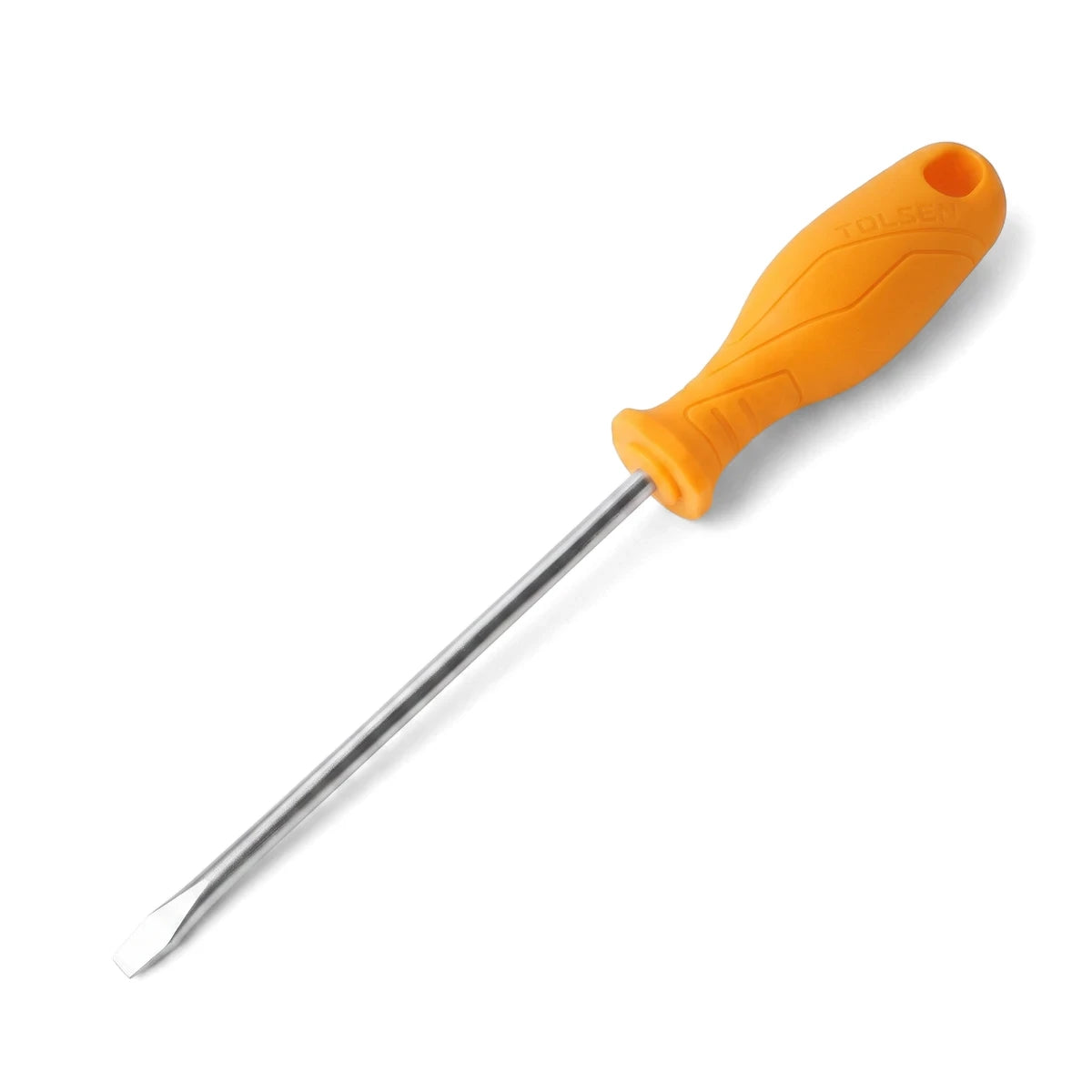 Tolsen 6.5 x 150mm slotted screwdriver with a bright orange handle and silver shaft for general repair tasks.