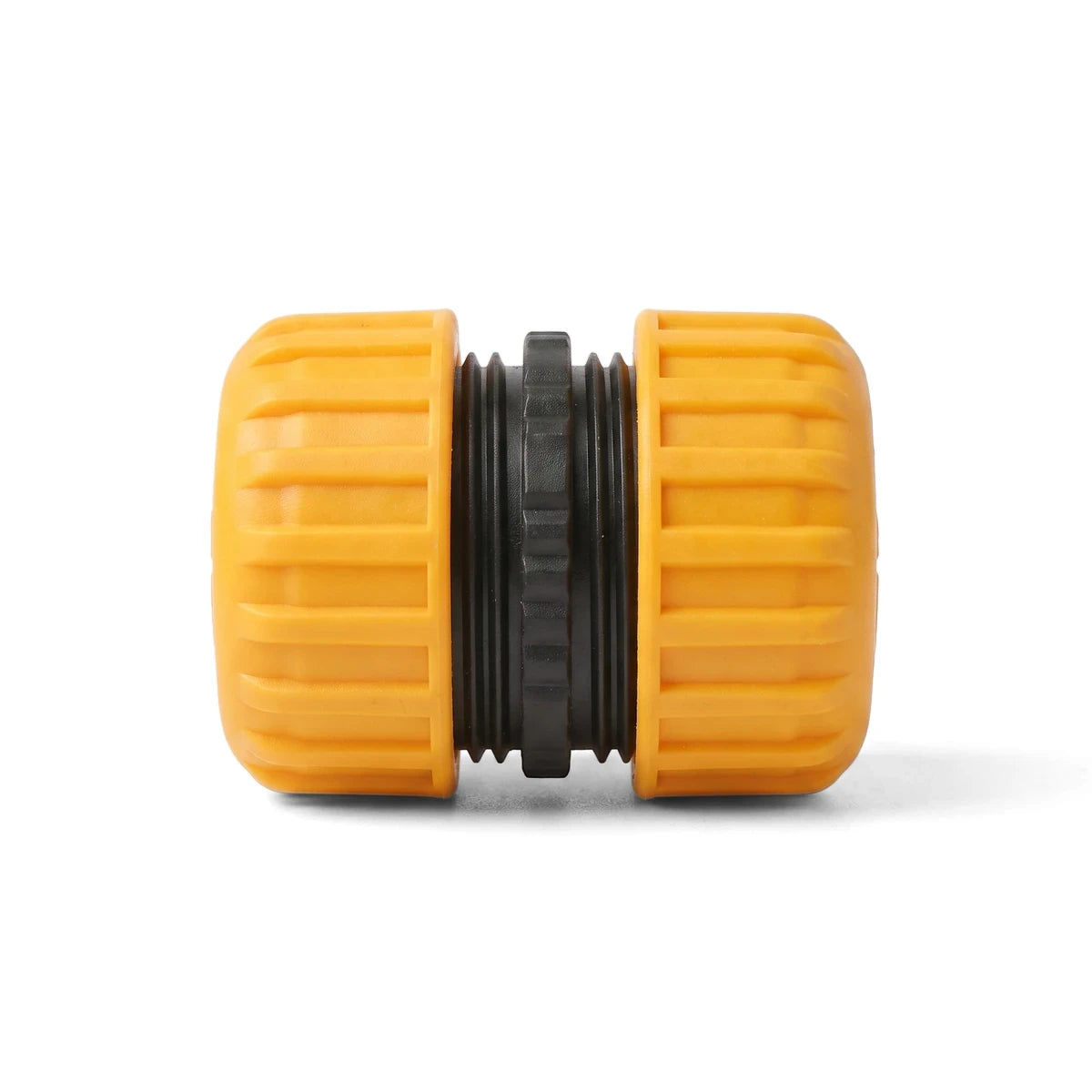 Bright yellow and black Tolsen 3/4 inch garden hose mender, designed for repairing or connecting garden hoses.