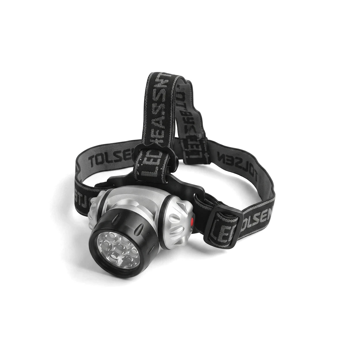 Tolsen LED Head Lamp with black adjustable elastic headband and front-mounted 7 LED light housing