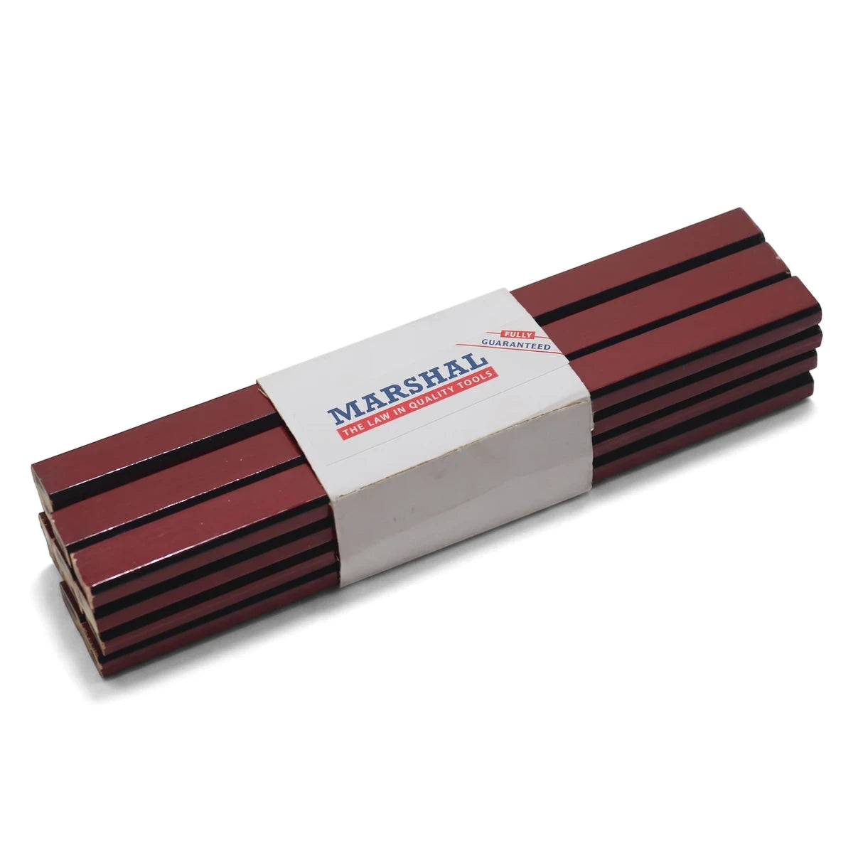 A 12-pack of Tolsen Octagon Carpenters Pencils, presented in red and black, ideal for precise marking on various work