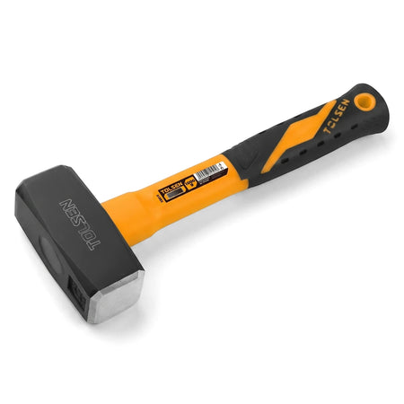 A Tolsen Stoning Hammer with a black head and a yellow and black fiberglass handle, weighing 1.0kg.