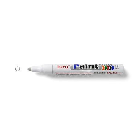 White Toyo Painter Marker Pen, horizontally oriented, for precise marking and painting on various surfaces.