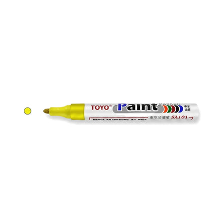 Yellow Toyo Painter Marker Pen with a brush tip, featuring 'TOYO Paint' branding and model SA101-7.