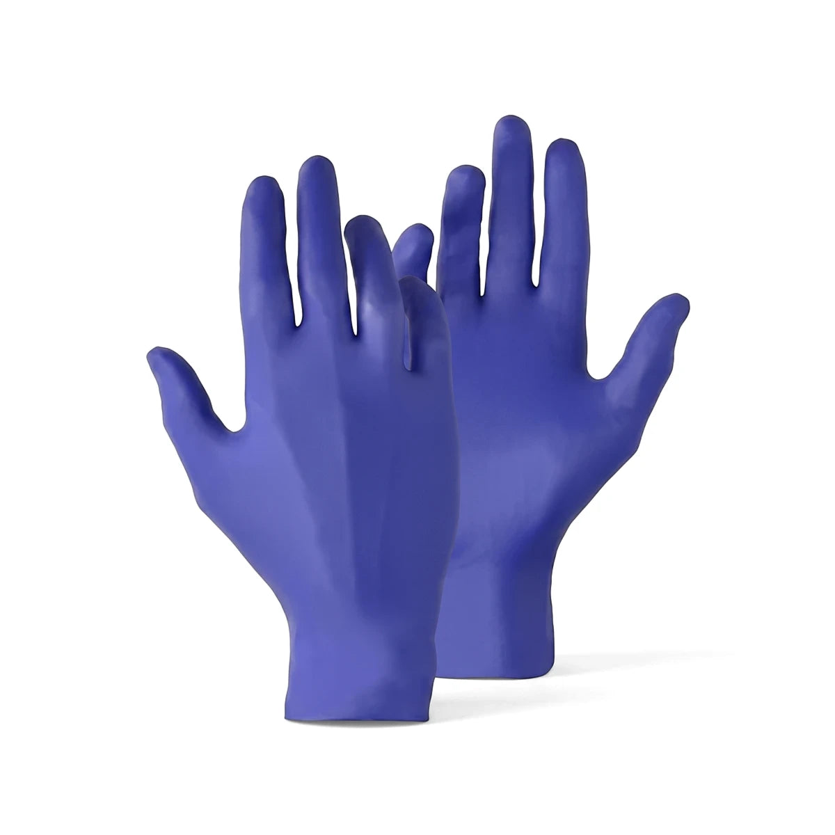Pair of Tru Touch blue nitrile disposable gloves for medical and protective use, presented against a white background.