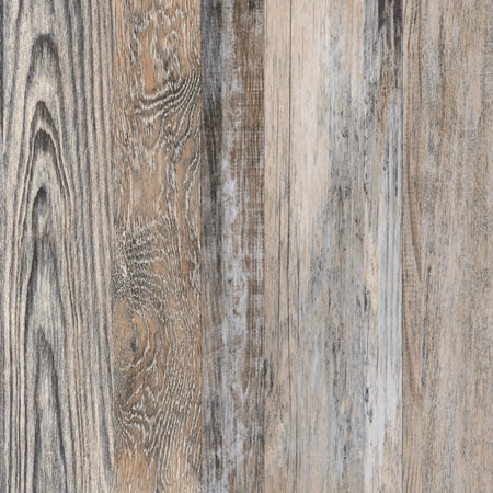 Distressed Ukhuni Espresso 40x40.5cm wood effect tiles showcasing varied grey and brown grain patterns.