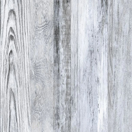 Close-up of Ukhuni Grey 40X40.6Cm ceramic tiles, featuring a distressed light grey and white wood grain pattern.