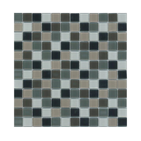 Universal Square Mosaic Tile 23mm (30X30Cm) featuring a uniform grid of gray, black, and white glass squares.