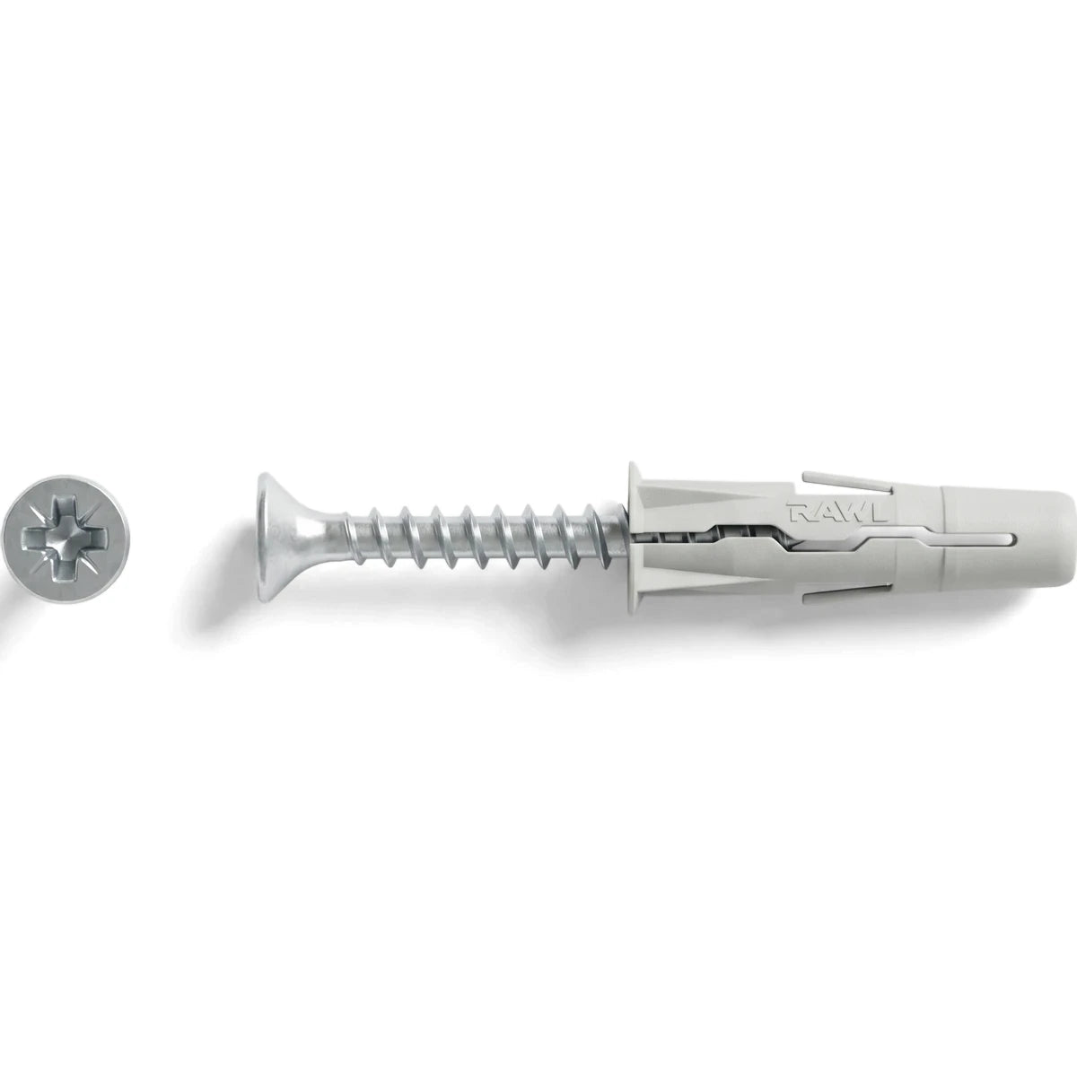 Uno 10mm Multipurpose Plug with a silver screw, showcasing the light grey plastic wall anchor and compatible screw head.