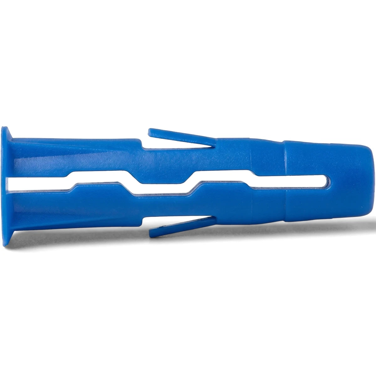 Blue Uno 8mm multipurpose plug made of plastic, shown horizontally, ideal for secure wall mounting and fixing.