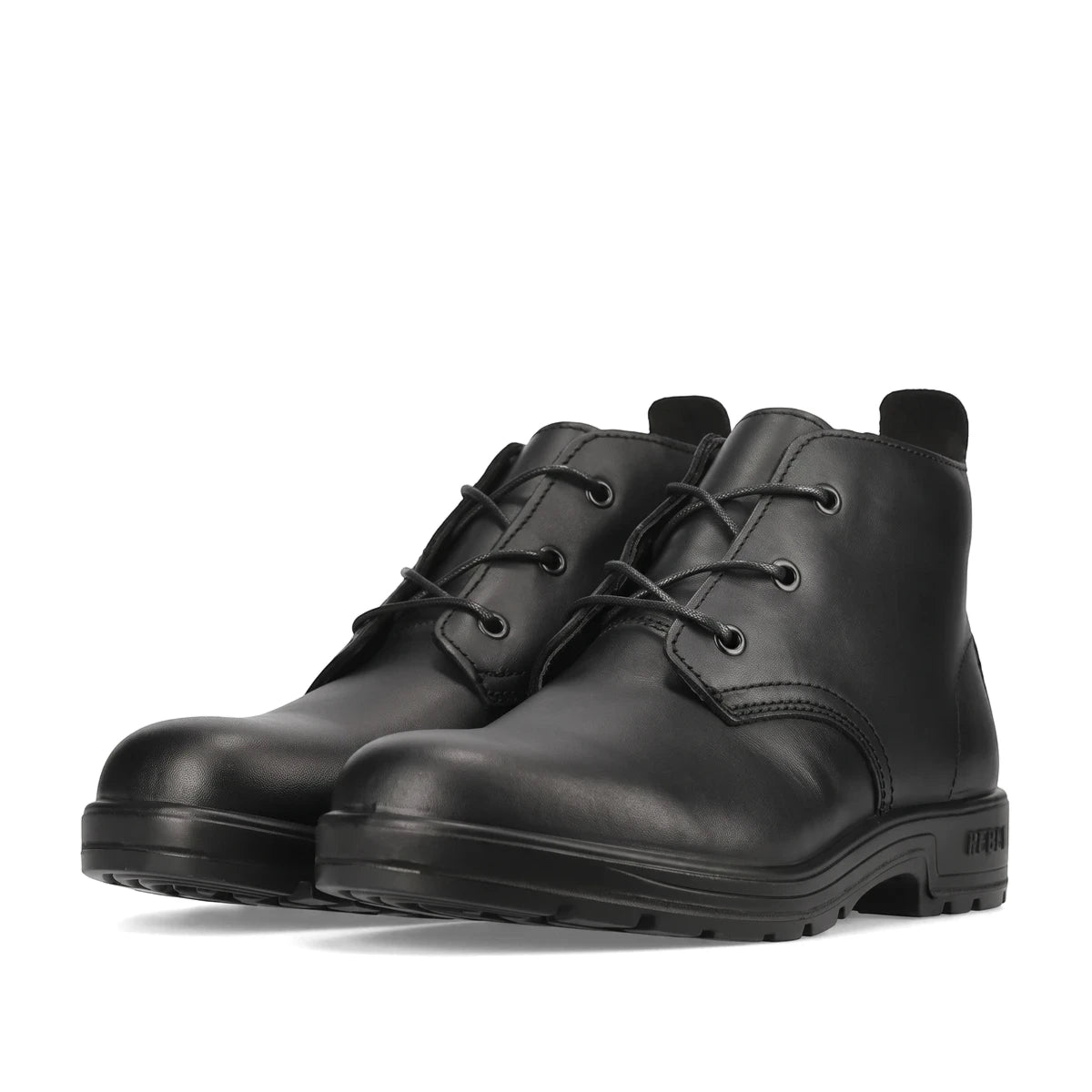 Pair of black leather Urban Retro Vellie lace-up shoes, offering a classic side view.