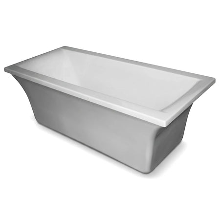 Venus Free Standing Bathtub with a modern rectangular design, featuring a crisp white interior and a sleek gray exterior