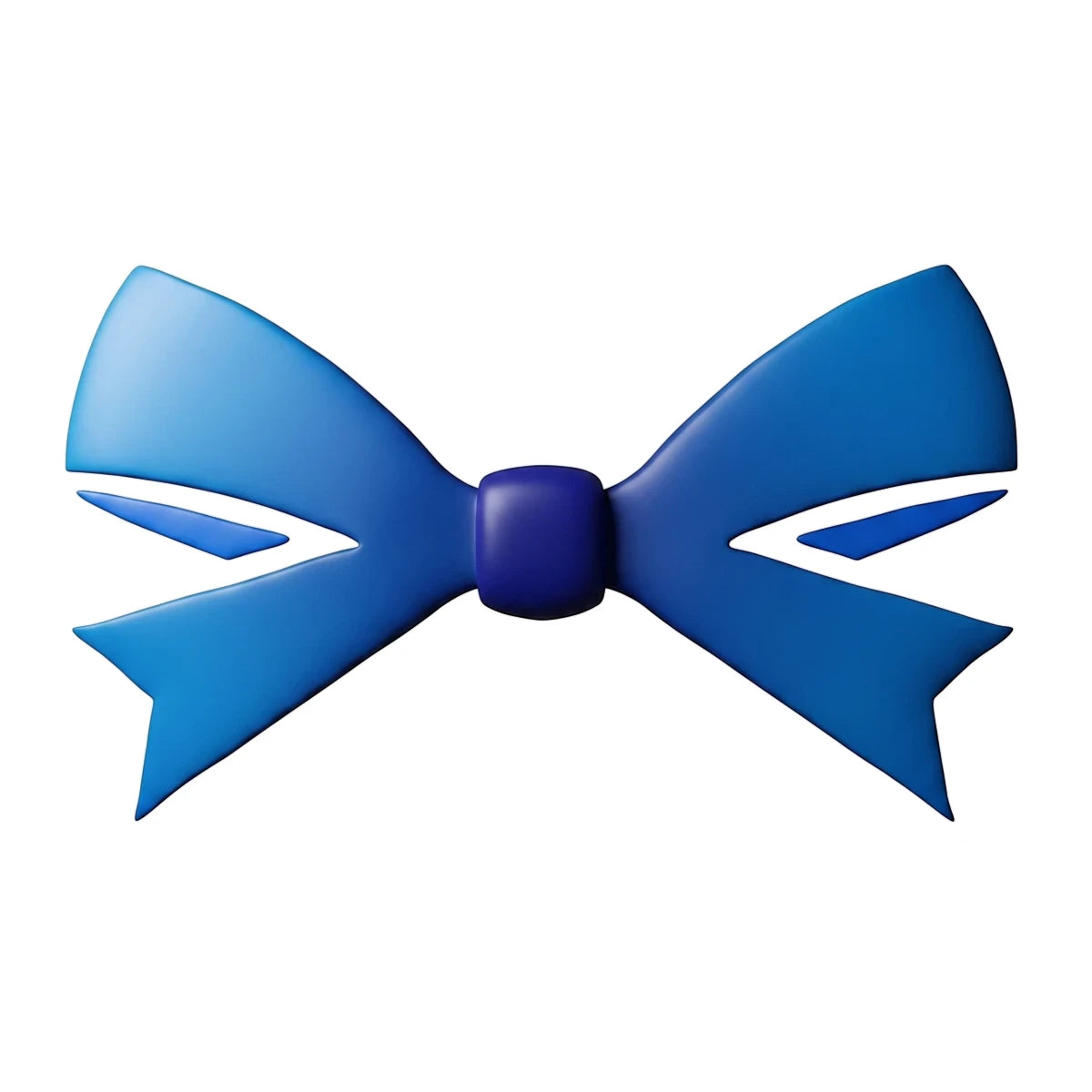 A vibrant blue decorative bow, commonly used for gifts or festive occasions, displayed against a clean white background.