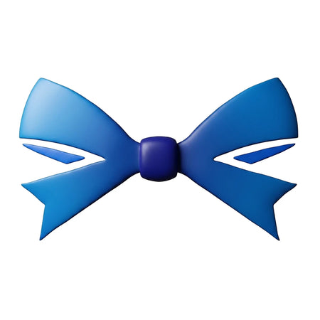 A vibrant blue decorative bow, commonly used for gifts or festive occasions, displayed against a clean white background.