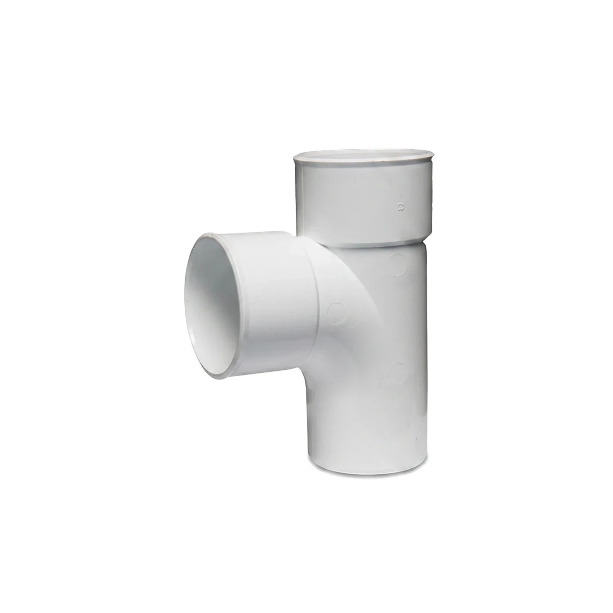 White Vynadeep 92.5-degree pipe junction, a durable plastic plumbing fitting, isolated for clear product view.