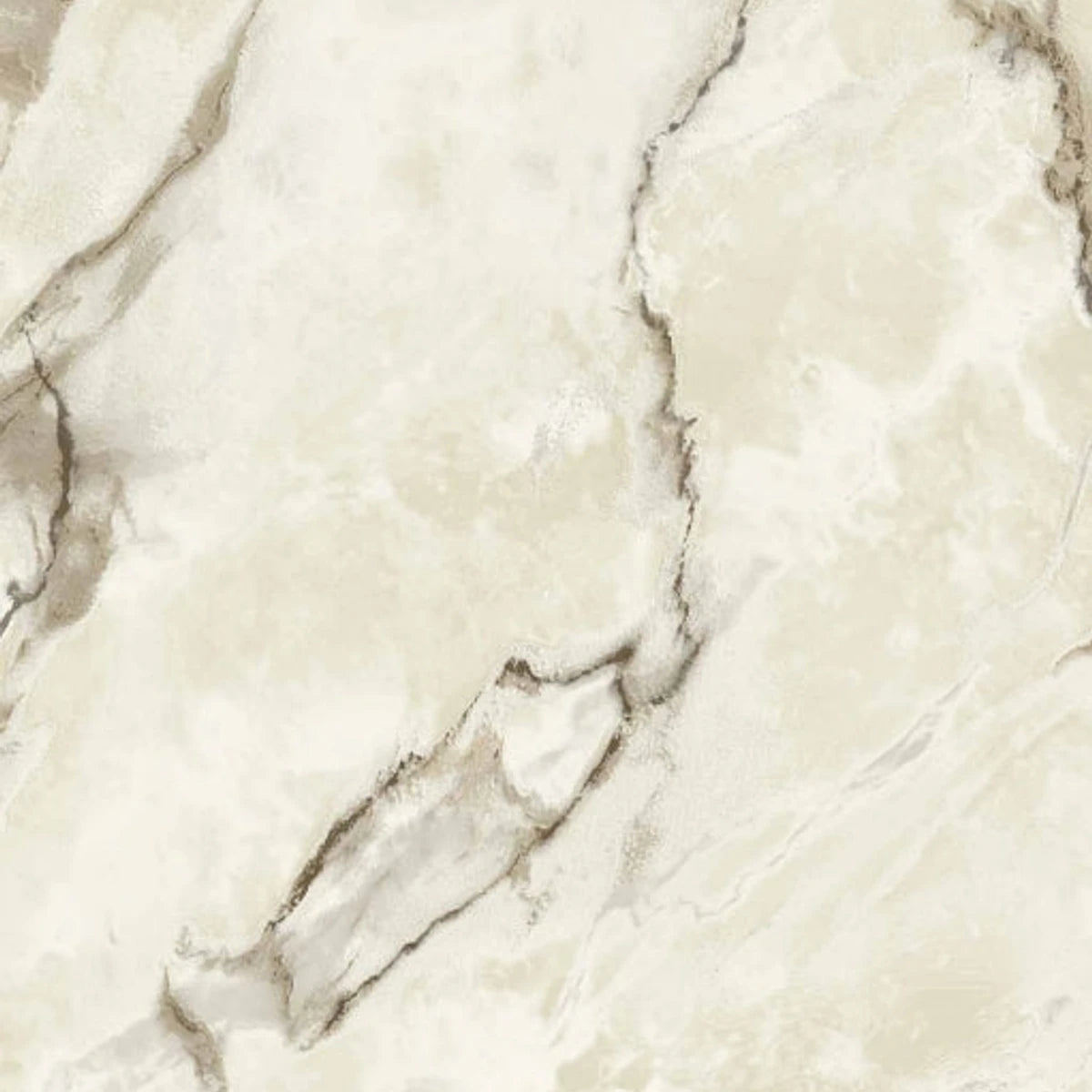 Light-toned marble wallpaper with prominent dark brown veins, showing a detailed close-up of the natural stone pattern.