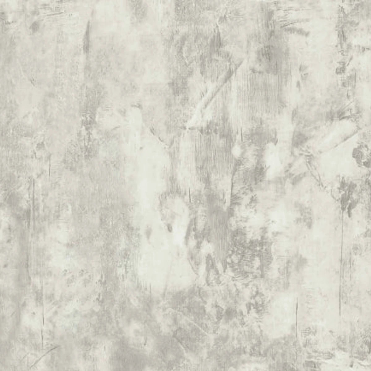 Close-up of Wallpaper Indigo, a light gray distressed plaster or concrete textured surface.