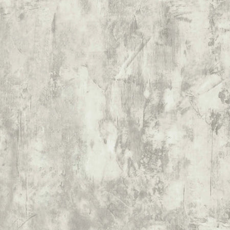 Close-up of Wallpaper Indigo, a light gray distressed plaster or concrete textured surface.