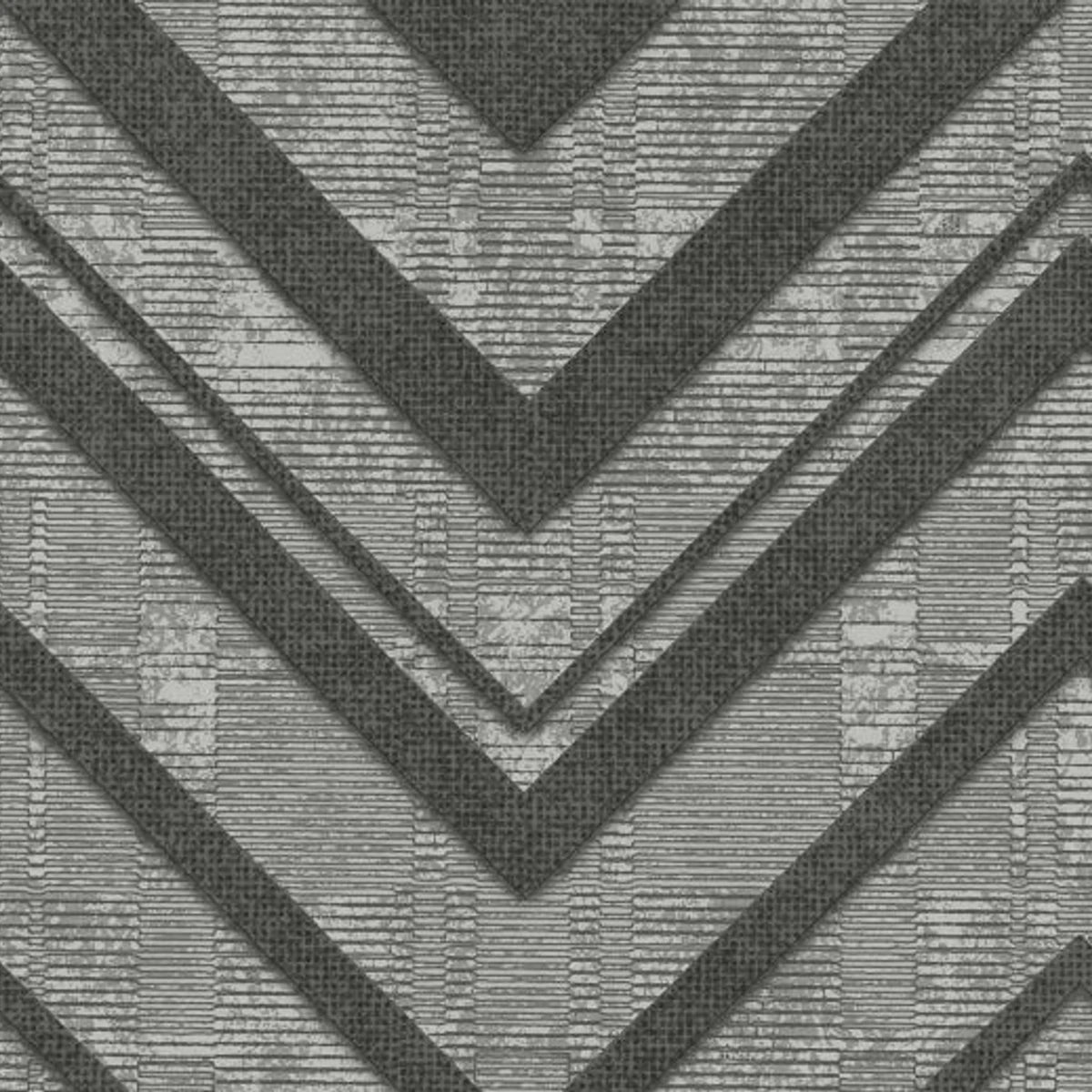 Dark gray and light gray textured wallpaper featuring a bold geometric zigzag pattern, full frame.