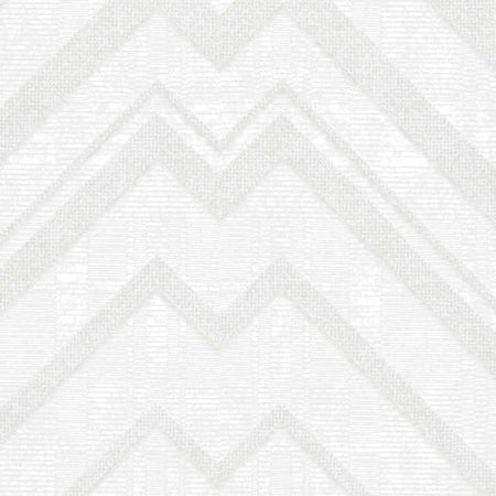 White textured wallpaper featuring a subtle light grey zig-zag or chevron pattern, suitable for modern interior design.